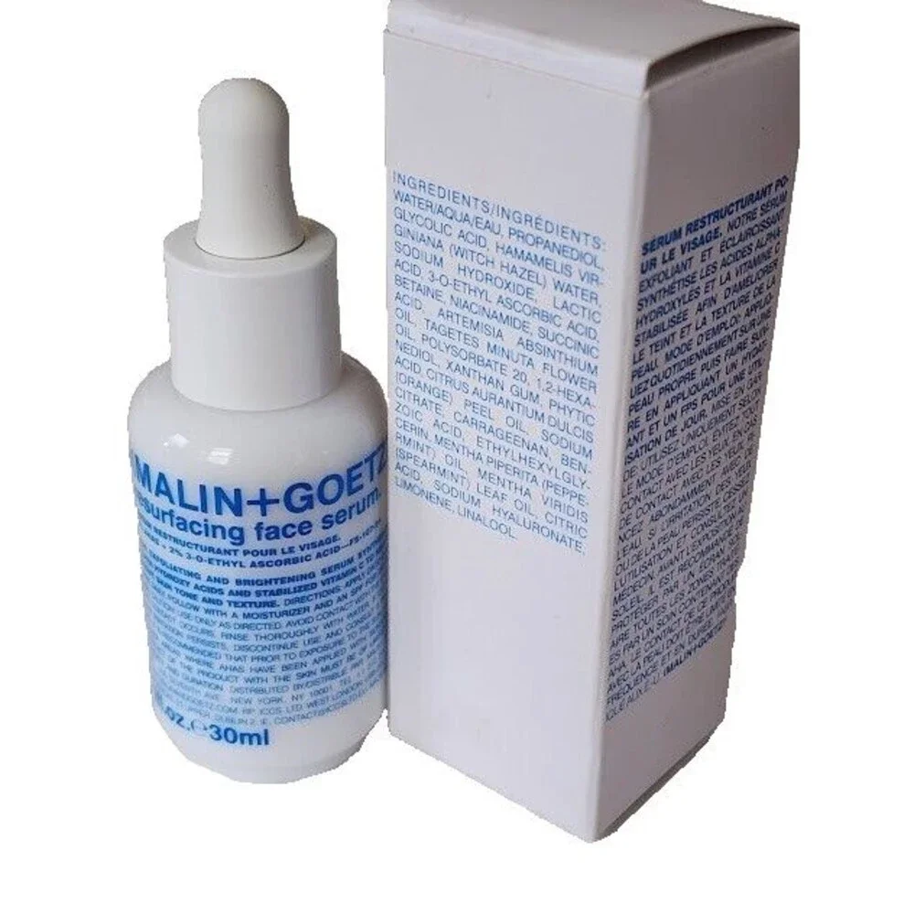 Malin + Goetz Resurfacing Face Serum Vitamin C 1 oz Bottle Skin Tone Texture NIB